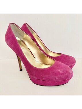 Bakers Lillian Pink Suede Leather Platform Pumps 5” Heels Y2K Barbiecore